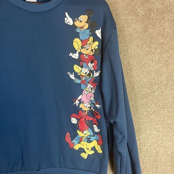 Disney World Sweatshirt Unisex Medium M Navy Mickey And Friends Graphic Crewneck - Picture 3 of 9